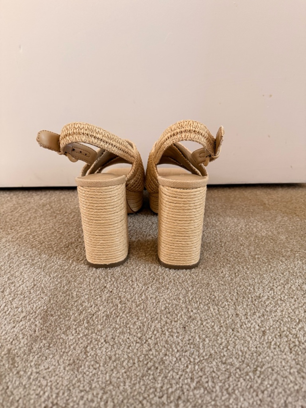 Marc Fisher Woven Platform Sandals in Natural Tan - Picture 8 of 9
